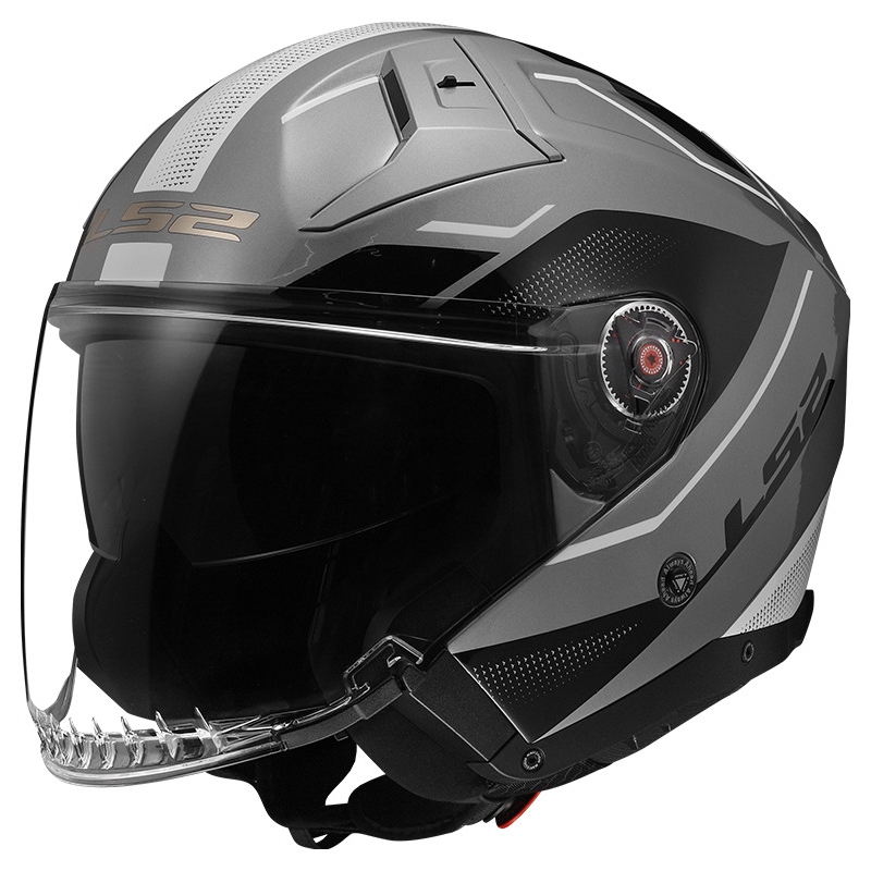Cască deschisă pentru motociclete LS2 OF603 Infinity II Veyron gri și alb