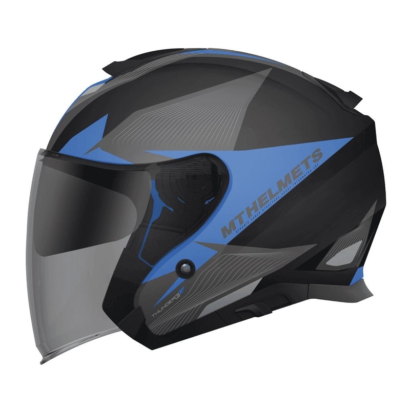 Cască de motocicletă deschisă MT Thunder SV Jet Wing negru mat-albastru