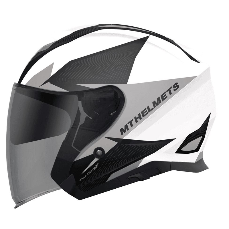 Cască de motocicletă deschisă MT Thunder SV Jet Wing alb-gri