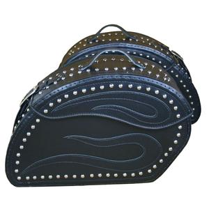 Geamantane din piele pentru motociclete RSA S152 negru cu nituri 18 l
