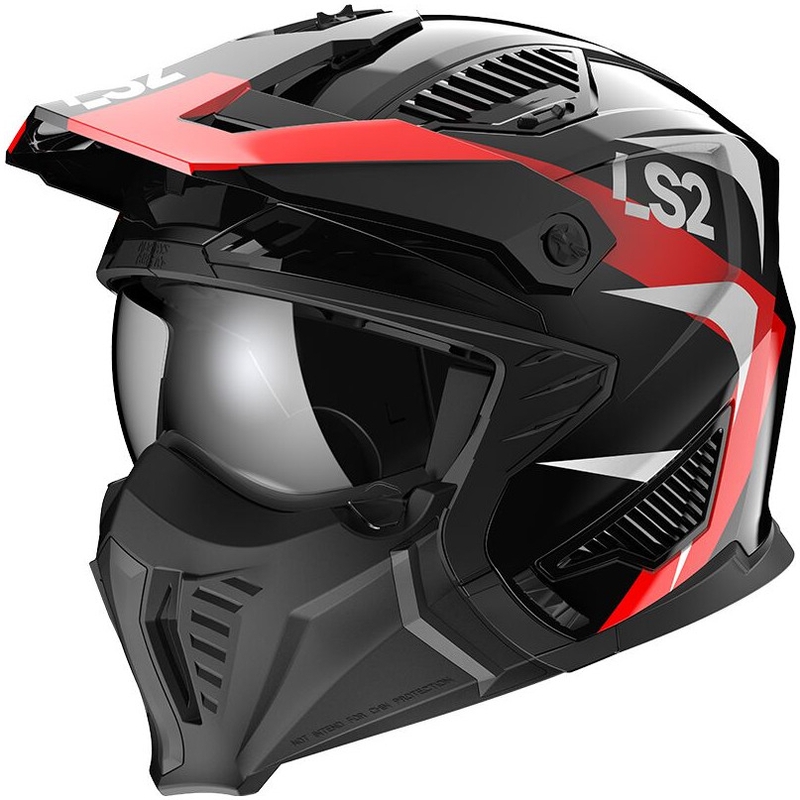 Cască de motocicletă LS2 OF606 Drifter Triality negru-roșu
