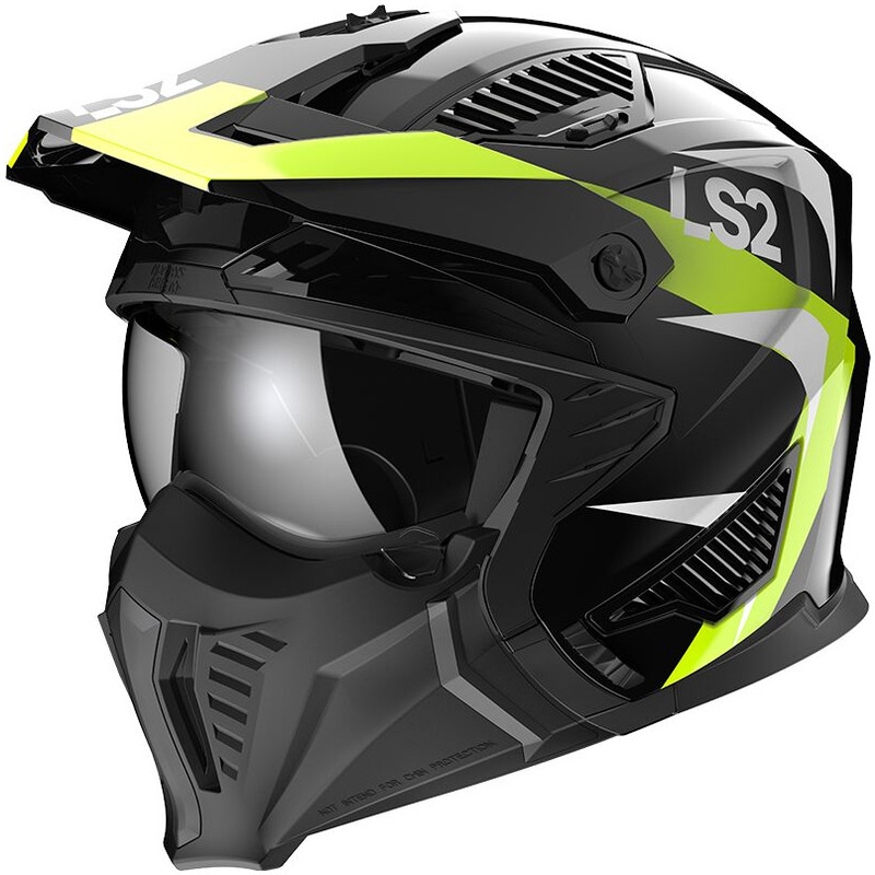 Cască de motocicletă LS2 OF606 Drifter Triality negru-galben-fluo
