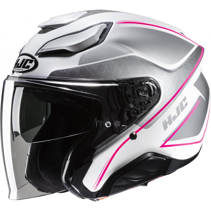 Cască de motocicletă deschisă HJC F31 Ludi MC8 alb-gri-roz