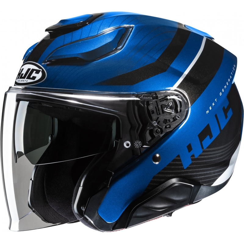 Cască de motocicletă deschisă HJC F31 Naby MC2 negru-albastru