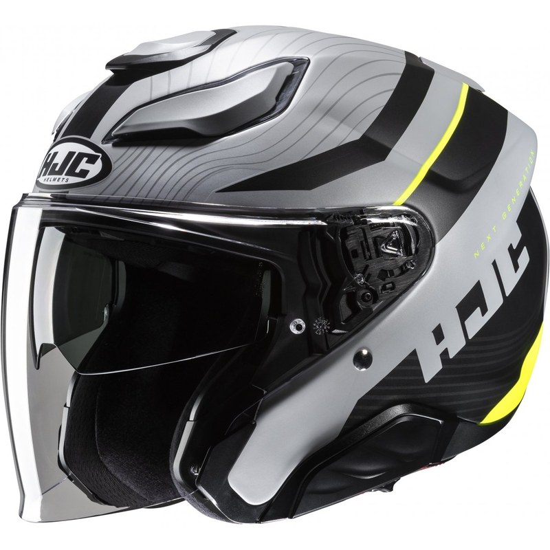 Cască de motocicletă deschisă HJC F31 Naby MC3HSF gri-negru-galben-fluo