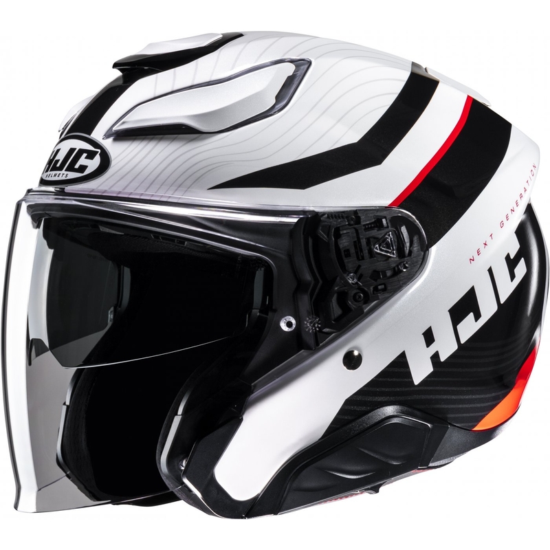 Cască de motocicletă deschisă HJC F31 Naby MC1 alb-negru-roșu