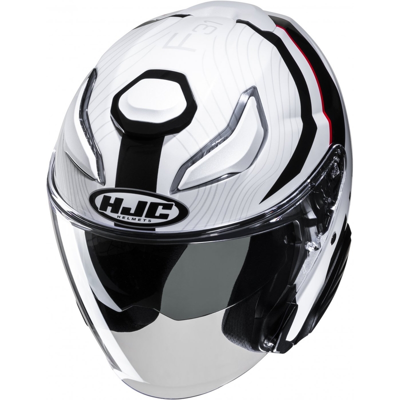 Cască de motocicletă deschisă HJC F31 Naby MC1 alb-negru-roșu