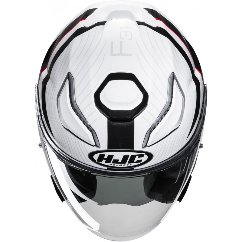 Cască de motocicletă deschisă HJC F31 Naby MC1 alb-negru-roșu
