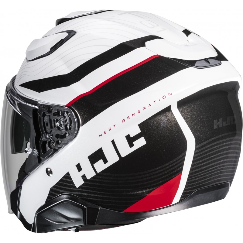 Cască de motocicletă deschisă HJC F31 Naby MC1 alb-negru-roșu