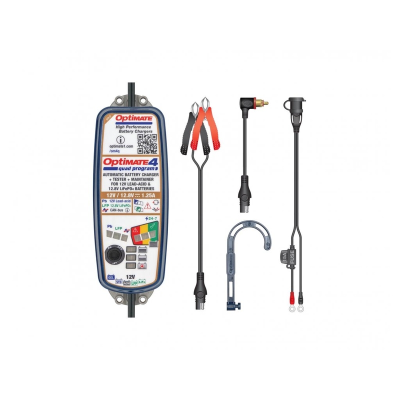 Încărcător de baterii TecMate- Optimate 4 QUAD PROGRAM CAN-BUS PREMIUM 12V/12.8-1.25A