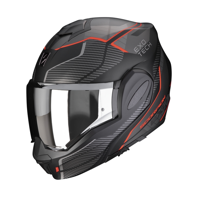 Casca rabatabilă Scorpion EXO-TECH EVO ANIMO negru-roșu vânzare lichidare