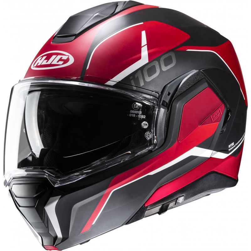 Cască de motociclist HJC i100 Lorix MC1SF negru și roșu flip-up