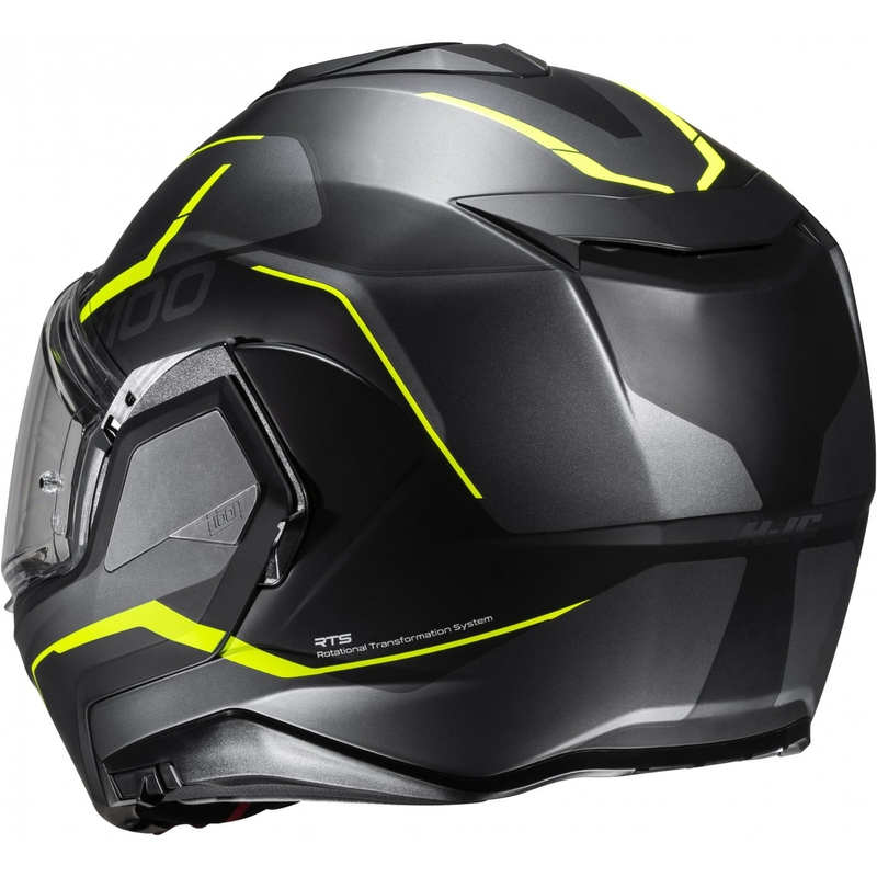 Cască de motociclist HJC i100 Lorix MC3HSF negru-cenușiu-galben cu clapeta flip-up
