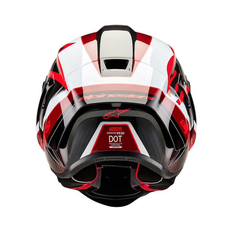 Cască de motocicletă integrală Alpinestars Supertech R-10 Team carbon roșu și alb pentru motociclete