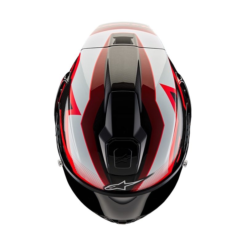 Cască de motocicletă integrală Alpinestars Supertech R-10 Team carbon roșu și alb pentru motociclete