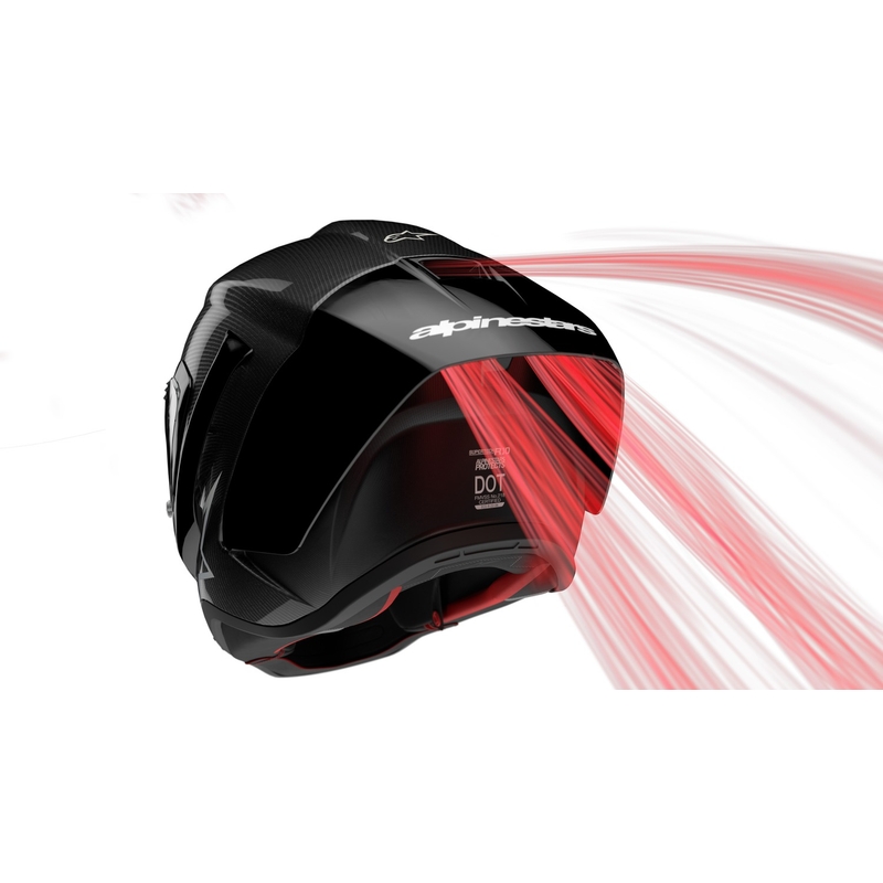 Cască integrală pentru motocicletă Alpinestars Supertech R-10 Team carbon fluo roșu-albastru-alb mat