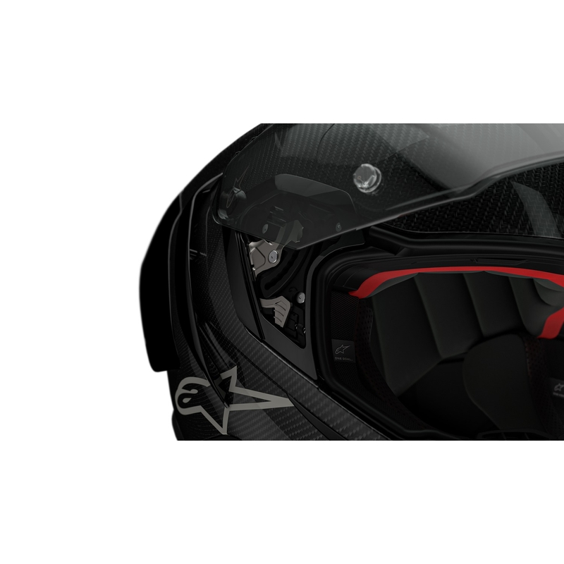 Cască integrală pentru motocicletă Alpinestars Supertech R-10 Team carbon fluo roșu-albastru-alb mat