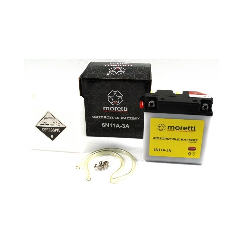 Baterie convențională pentru motociclete Moretti 6N11A-3A, 6V 11Ah
