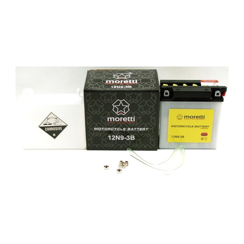 Baterie convențională pentru motociclete Moretti 12N9-3B, 12V 9Ah