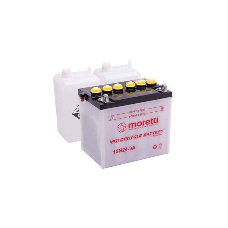 Baterie convențională pentru motociclete Moretti 12N24-3A, 12V 24Ah lichidare