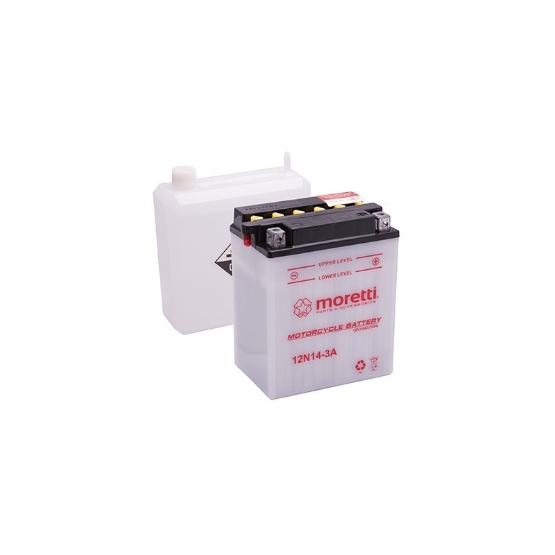 Baterie convențională pentru motociclete Moretti 12N14-3A, 12V 14Ah