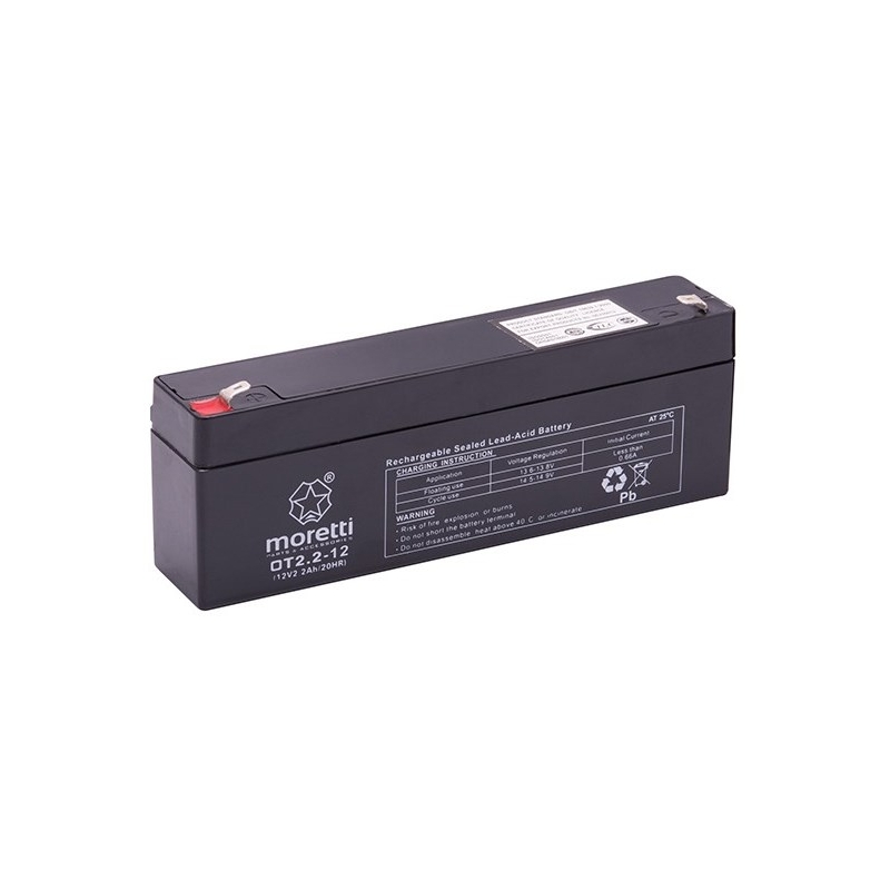 Moretti OT2.2-12, baterie cu gel fără întreținere de 12V 2,2Ah Moretti OT2.2-12, 12V 2,2Ah
