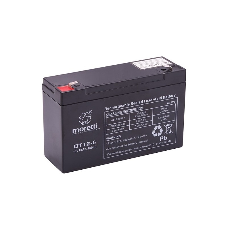 Moretti OT12-6, 6V 12Ah baterie cu gel fără întreținere Moretti OT12-6, 6V 12Ah