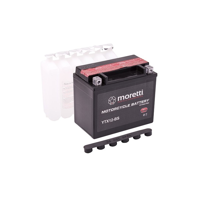 Baterie convențională pentru motociclete Moretti MTX12-BS, 12V 10Ah