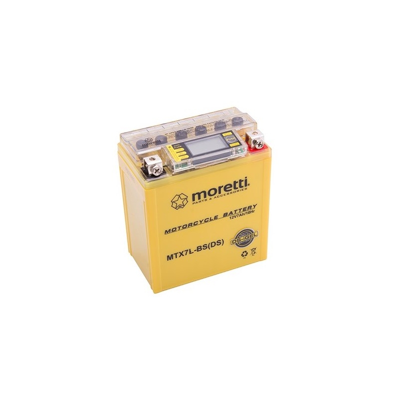 Baterie Moretti MTX7L-BS cu gel fără întreținere, 12V 7Ah cu contor de tensiune Moretti MTX7L-BS