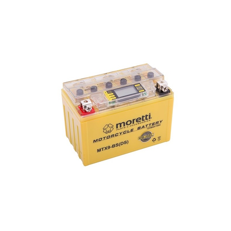 Baterie Moretti MTX9-BS cu gel fără întreținere, 12V 8Ah cu contor de tensiune