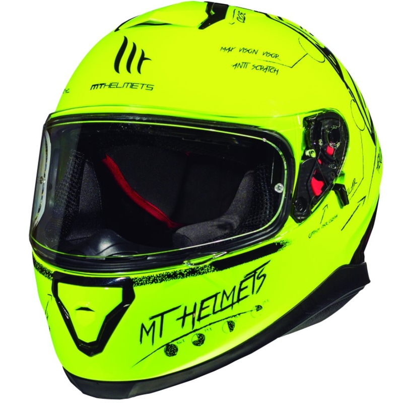 MT Thunder 3 SV Board galben fluo Cască de motocicletă integrală MT Thunder 3 SV Board galben fluo lichidare