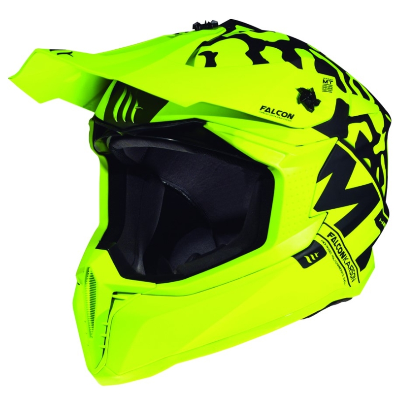 Cască de motocross MT Falcon Karson Karson galben fluo mată
