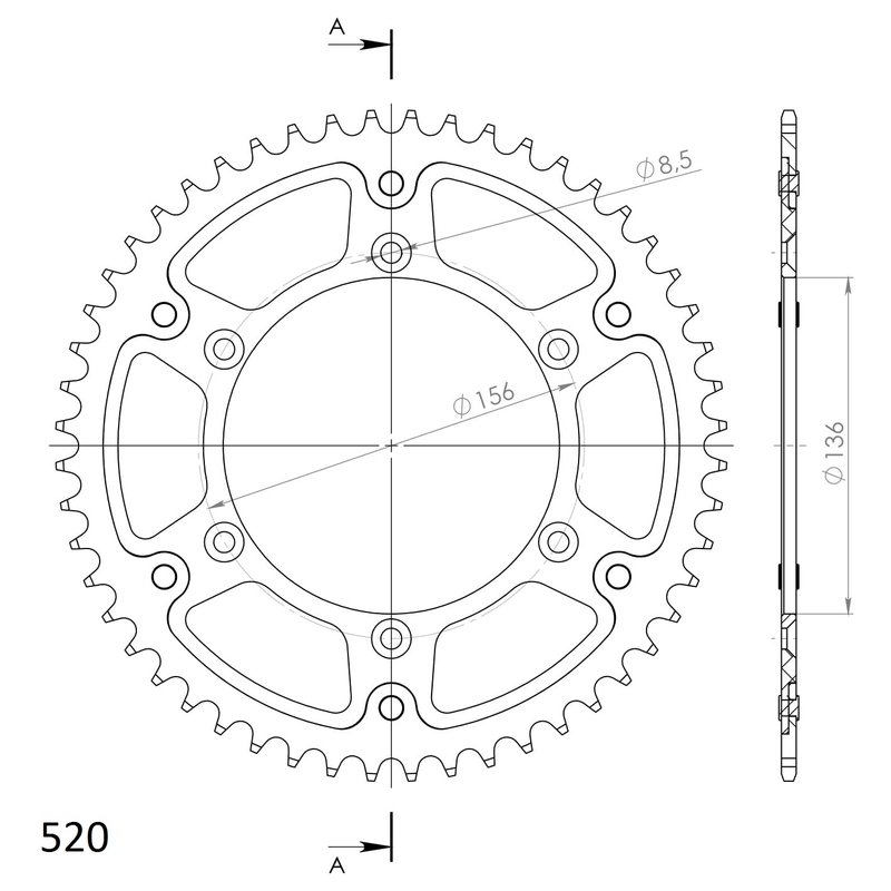 Rear sprocket SUPERSPROX STEALTH auriu 52T, 520