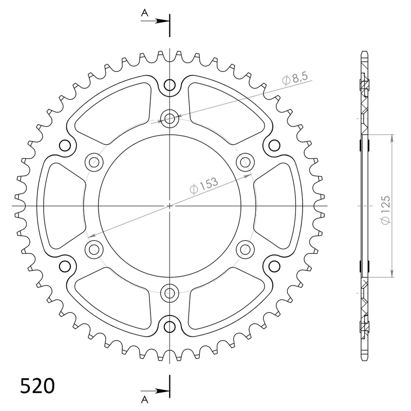 Rear sprocket SUPERSPROX STEALTH Rosu 50T, 520