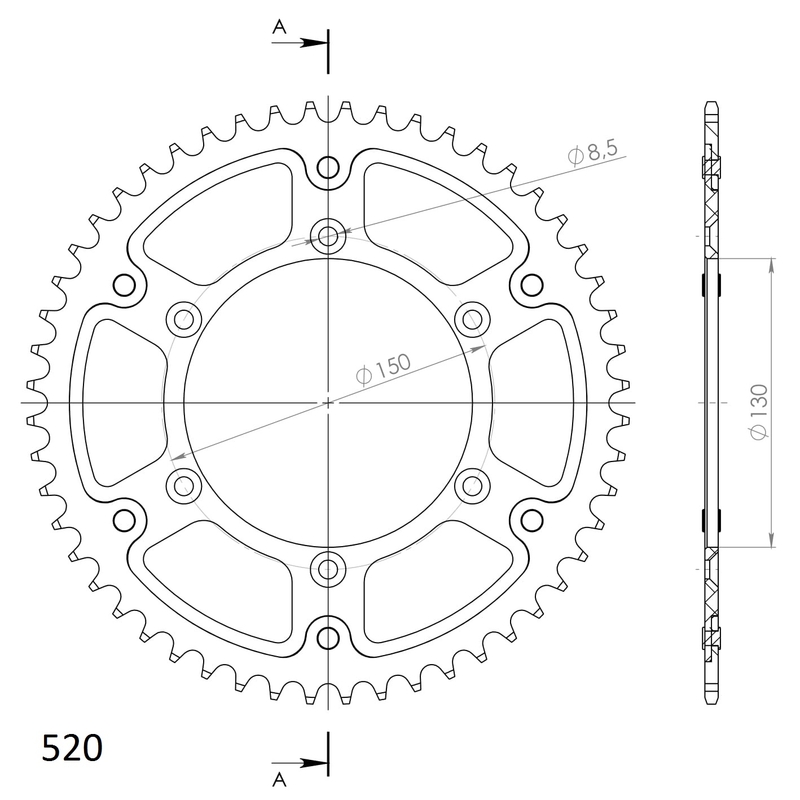 Rear sprocket SUPERSPROX STEALTH auriu 51T, 520