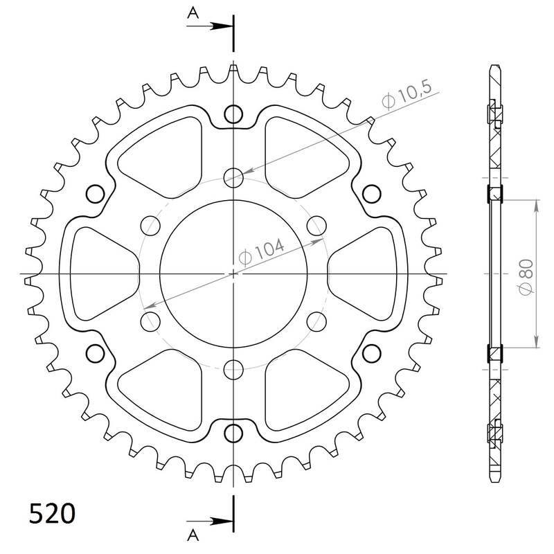 Rear sprocket SUPERSPROX STEALTH auriu 43T, 520