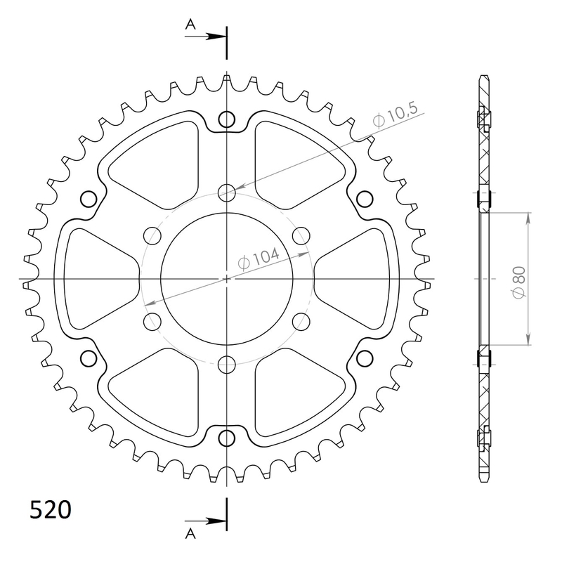 Rear sprocket SUPERSPROX STEALTH auriu 46T, 520