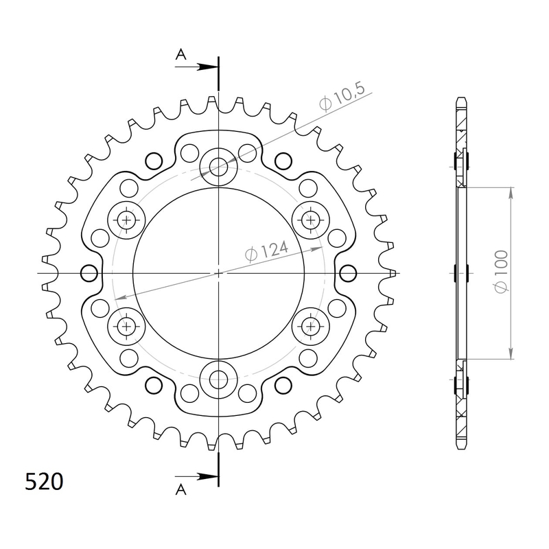Rear sprocket SUPERSPROX STEALTH auriu 40T, 520
