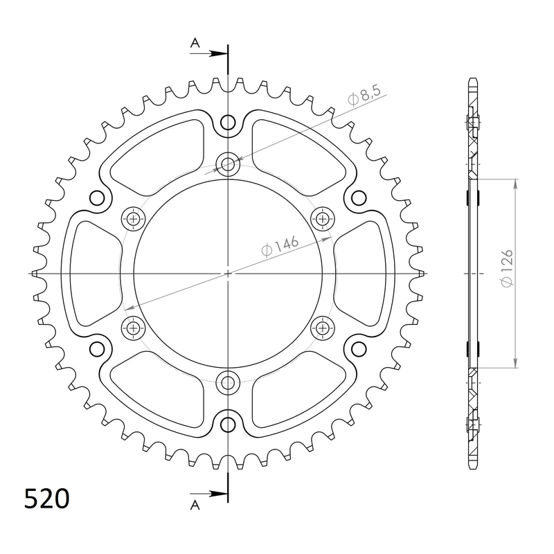 Rear sprocket SUPERSPROX STEALTH auriu 50T, 520