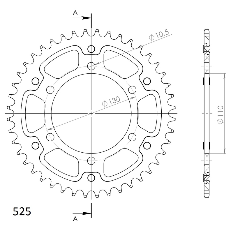 Rear sprocket SUPERSPROX STEALTH auriu 44T, 525