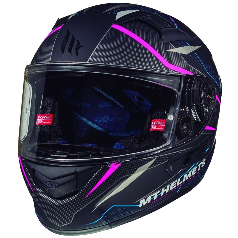 MT Kre Intrepid SV cască de motociclist integrală negru mat-fluo roz