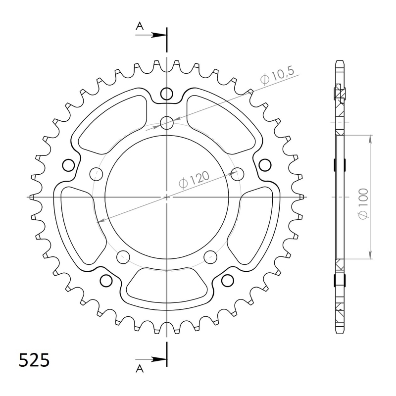 Rear sprocket SUPERSPROX STEALTH auriu 42T, 525