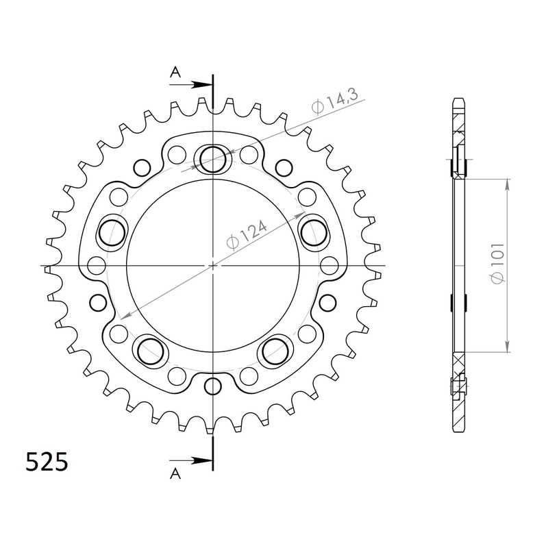 Rear sprocket SUPERSPROX STEALTH portocaliu 38T, 525
