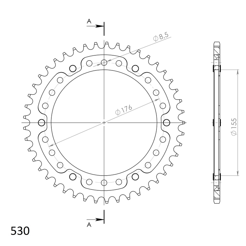 Rear sprocket SUPERSPROX STEALTH auriu 45T, 530