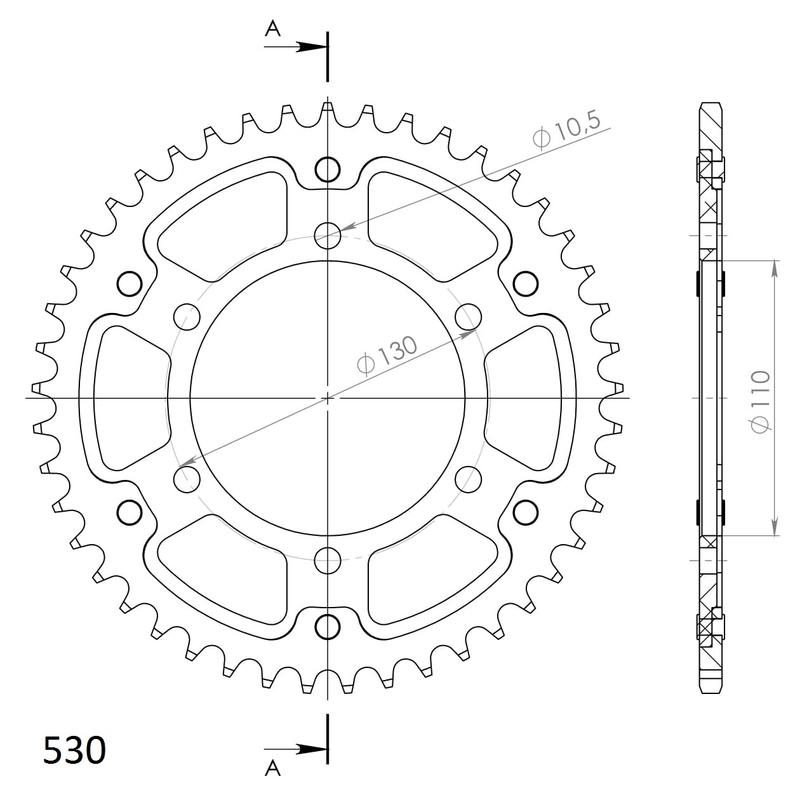 Rear sprocket SUPERSPROX STEALTH auriu 45T, 530