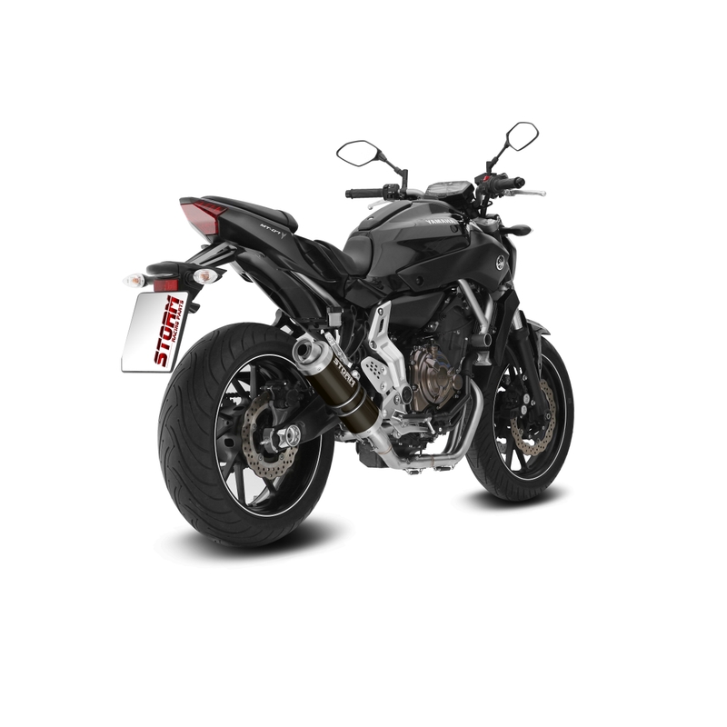 Sistem de evacuare complet 2x1 STORM GP negru otel pentru YAMAHA MT-07 700 2014-2024