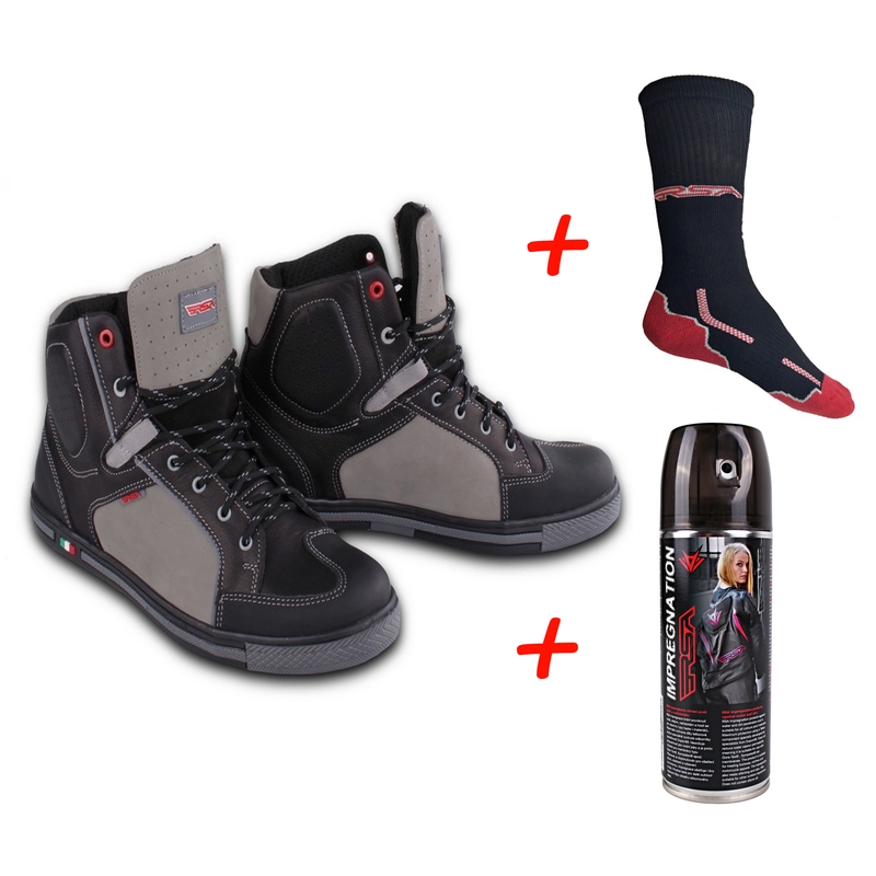 SET: Cizme de motocicletă RSA TRA + Impregnare + șosete funcționale RSA Classic