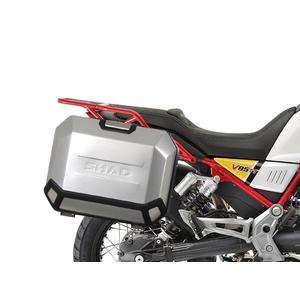 Set complet de cutii laterale de aluminiu, SHAD TERRA, 36L / 47L, incluzand kit de montaj SHAD MOTO GUZZI V 85 TT