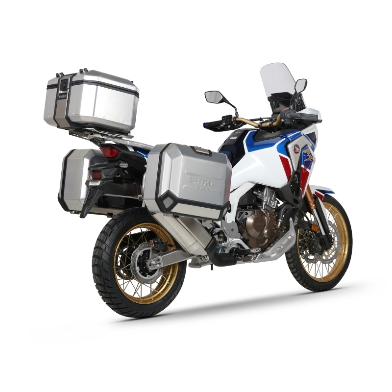 Set complet de cutii de aluminiu SHAD TERRA, 37L cutie centrala si 36L / 47L cutii laterale, incluzand set de montaj si placa SHAD HONDA CRF 1100 Africa Twin