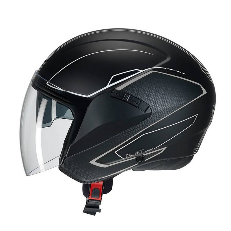 Cască de motocicletă deschisă CMS S-JET Vision negru și alb